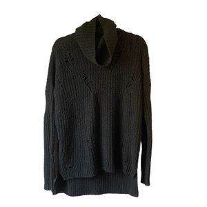 Express gray slouchy distressed knitted turtleneck sweater top size medium